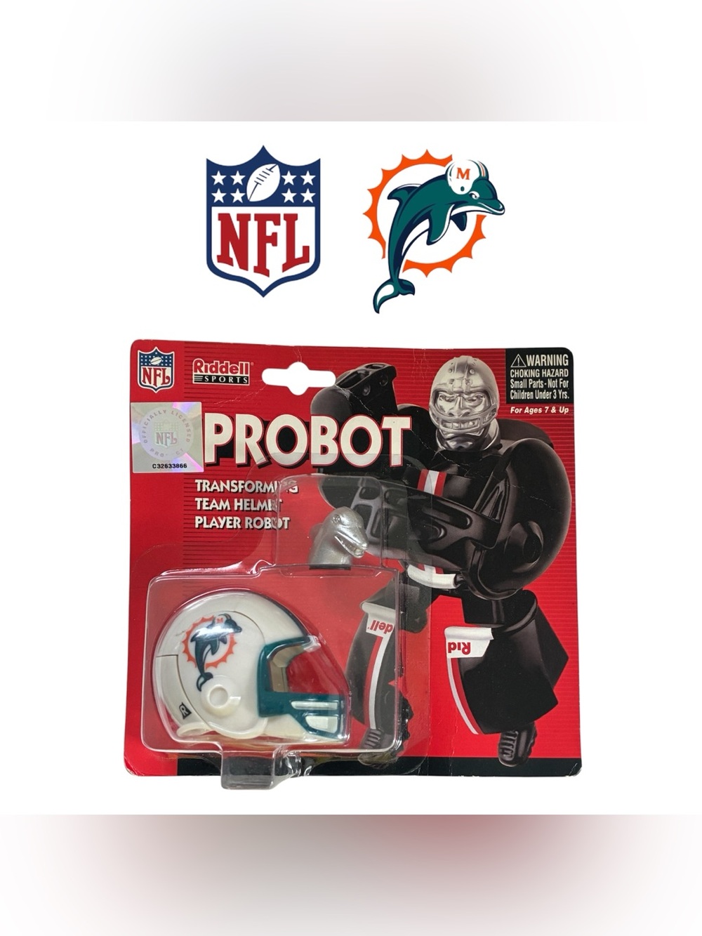 SEALED VINTAGE MIAMI DOLPHINS TRANSFORMING HELMET NFL PROBOT FOOTBALL 2000